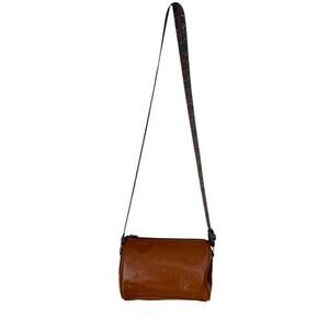 Orange brown small vegan leather Crossbody Bag